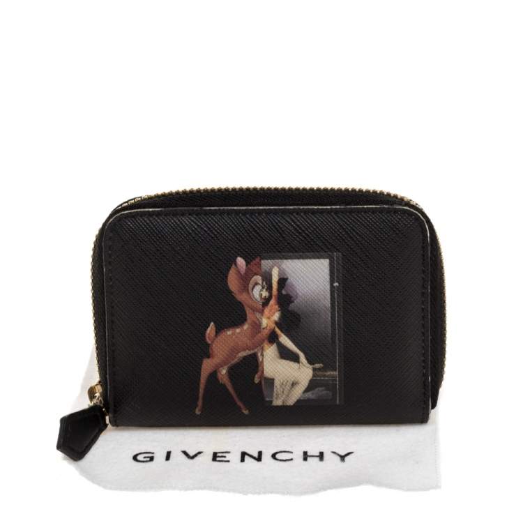 Pre Owned Givenchy Black Leather Mini Bambi Zip Around Wallet