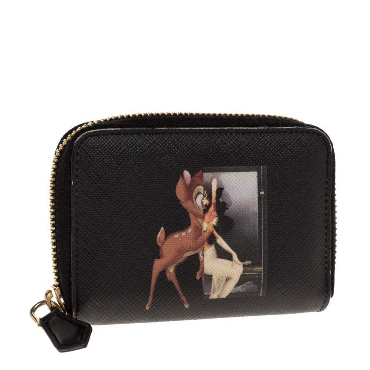 Pre Owned Givenchy Black Leather Mini Bambi Zip Around Wallet