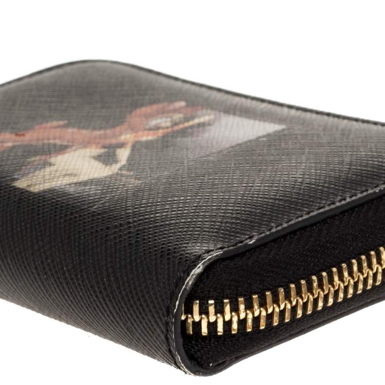 Pre Owned Givenchy Black Leather Mini Bambi Zip Around Wallet