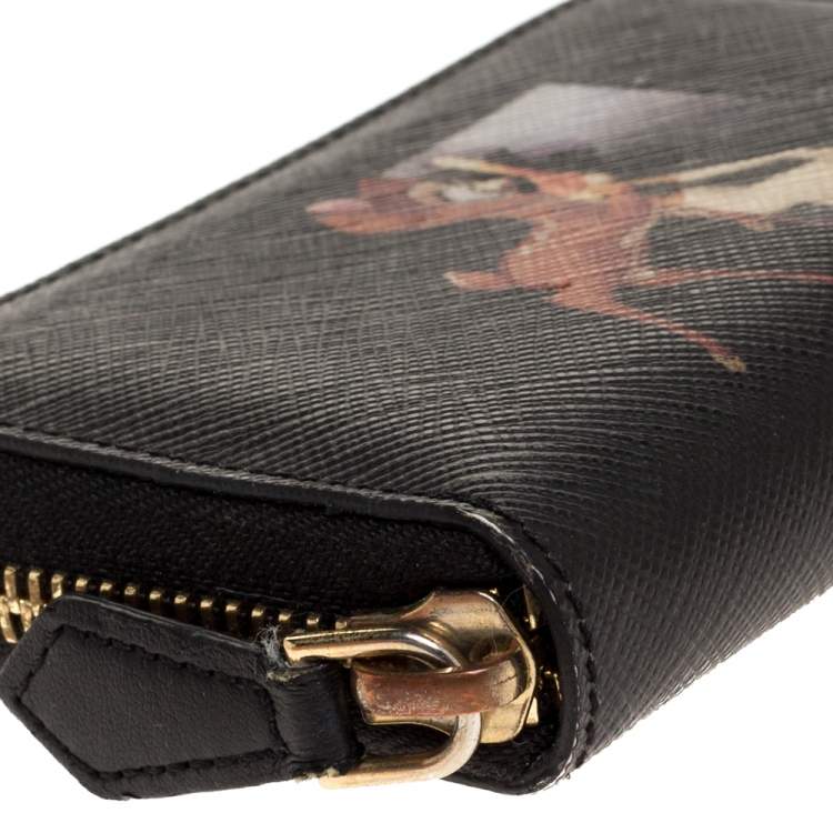 Pre Owned Givenchy Black Leather Mini Bambi Zip Around Wallet