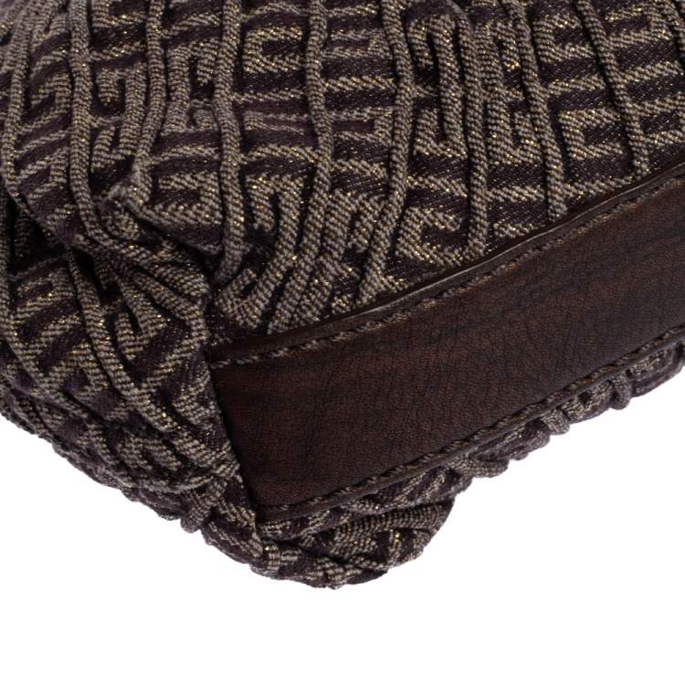 Pre Owned Givenchy Brown Monogram Shimmering Canvas and Leather Hobo