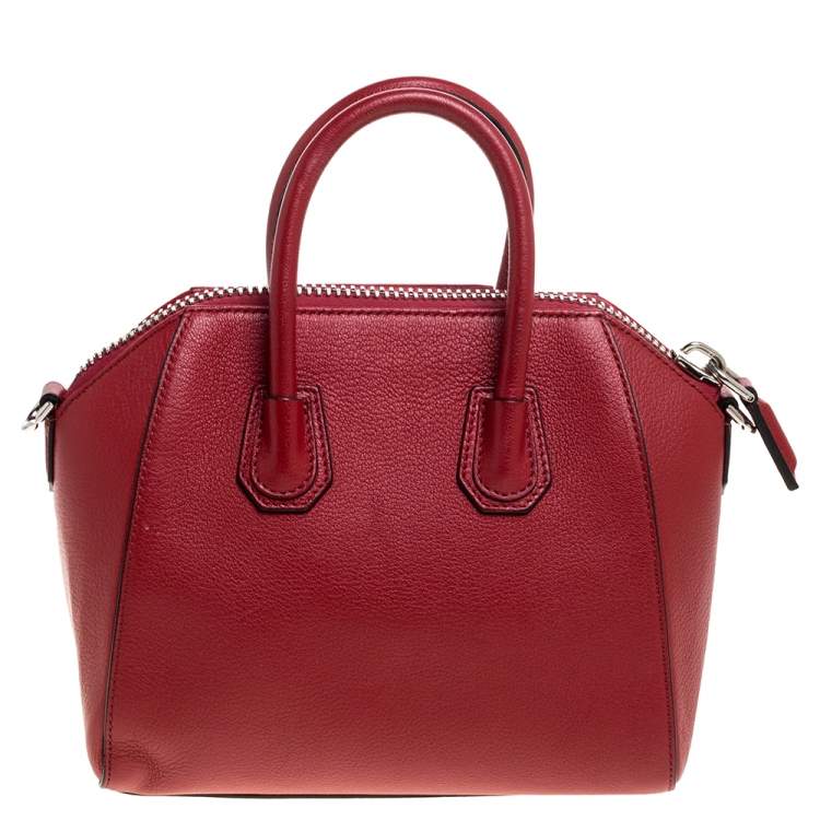 Pre Owned Givenchy Red Leather Mini Antigona Satchel