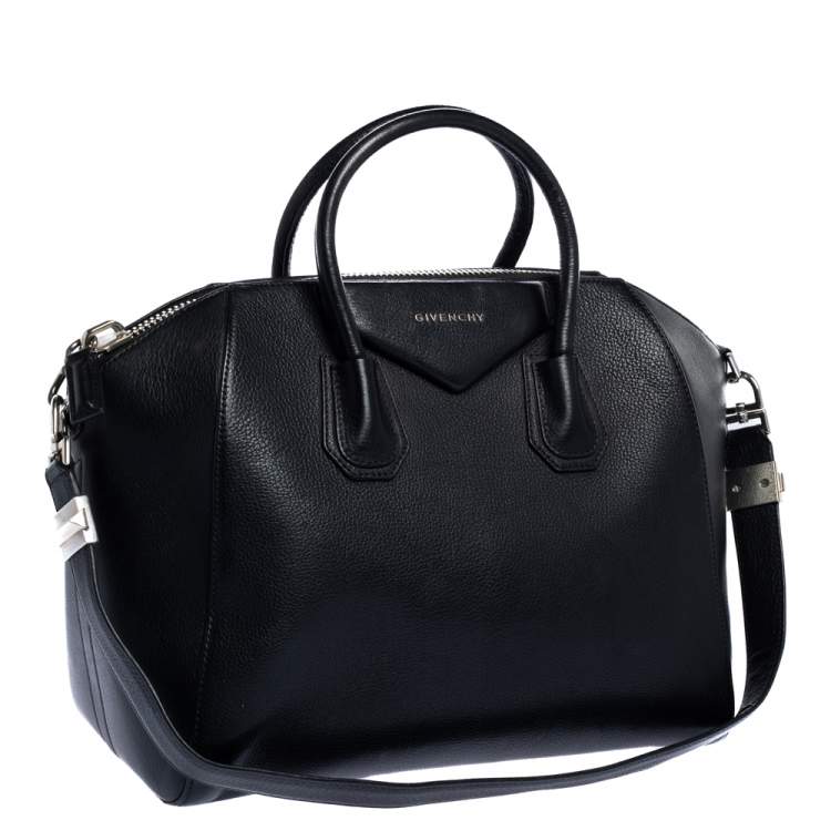 Pre Owned Givenchy Black Leather Medium Antigona Satchel