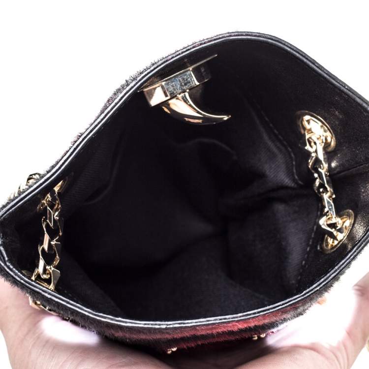 مملوكة مسبقًا Givenchy Black/Red Calfhair Shark Tooth Mini Chain Shoulder Bag