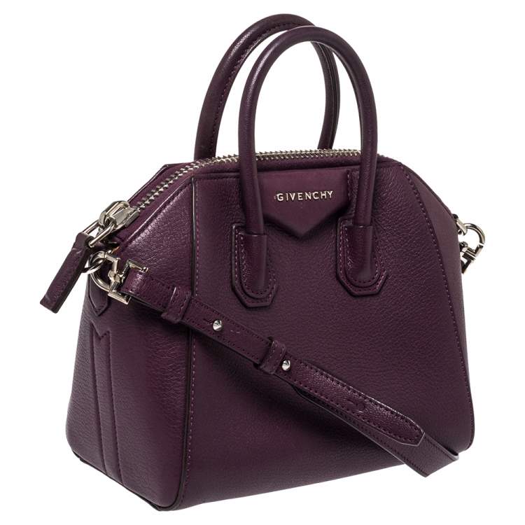 مملوكة مسبقًا Givenchy Plum Leather Mini Antigona Satchel