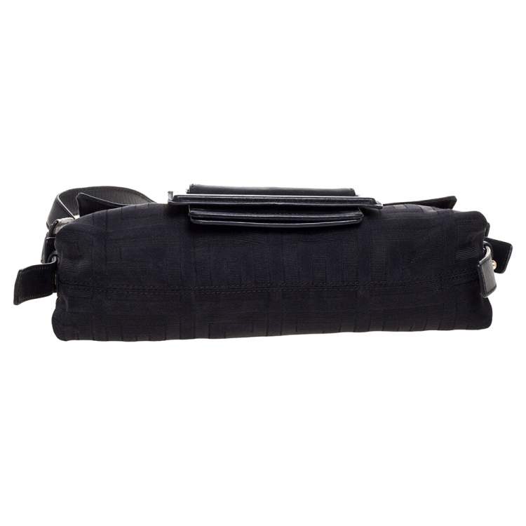 Pre Owned Givenchy Black Signature Canvas and Leather Buckle Flap Shoulder Bag