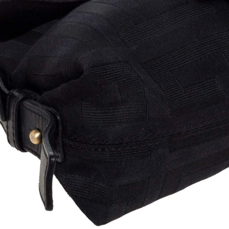 Pre Owned Givenchy Black Signature Canvas and Leather Buckle Flap Shoulder Bag
