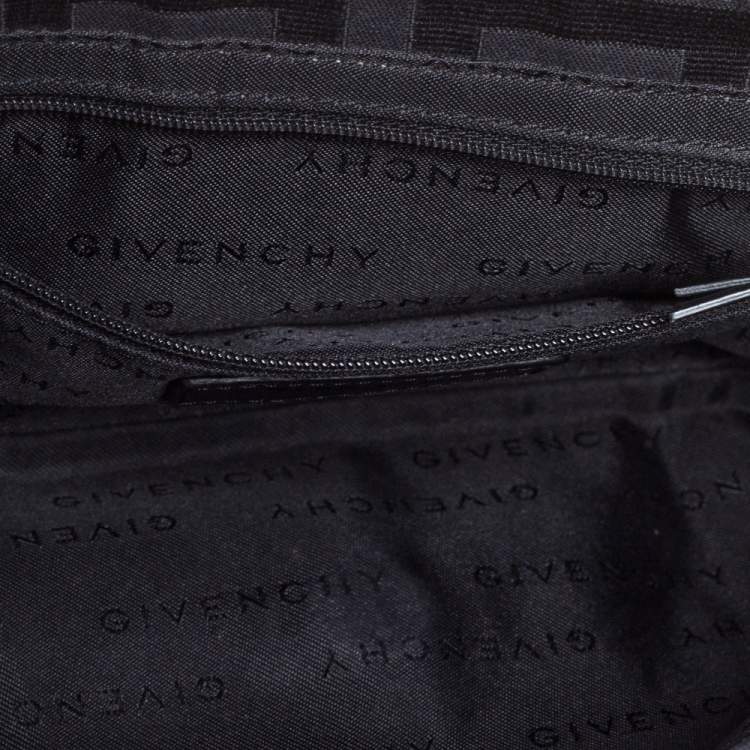 Pre Owned Givenchy Black Signature Canvas and Leather Buckle Flap Shoulder Bag