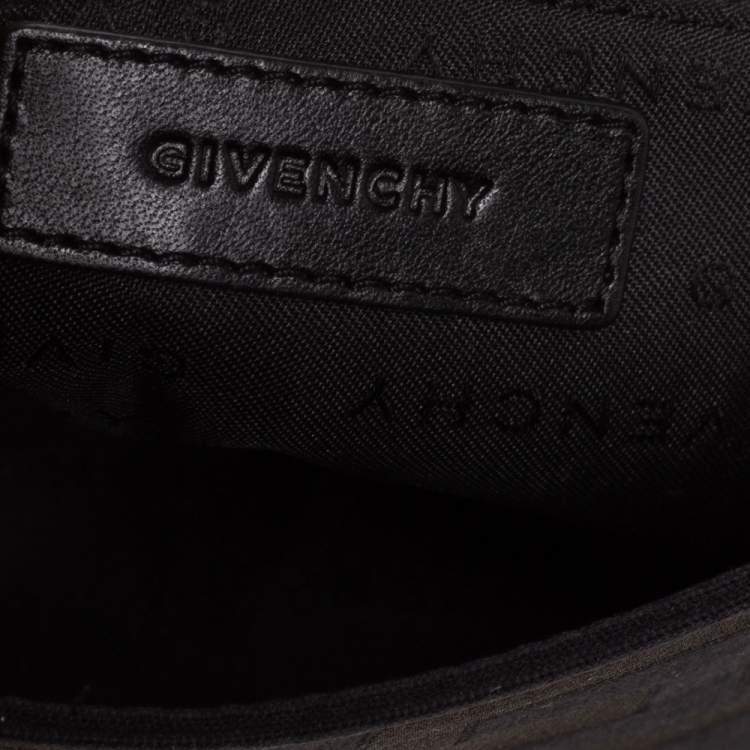 Pre Owned Givenchy Black Signature Canvas and Leather Buckle Flap Shoulder Bag