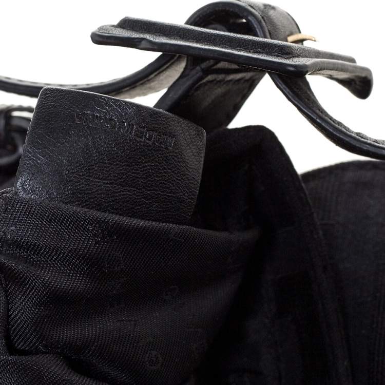 Pre Owned Givenchy Black Signature Canvas and Leather Buckle Flap Shoulder Bag