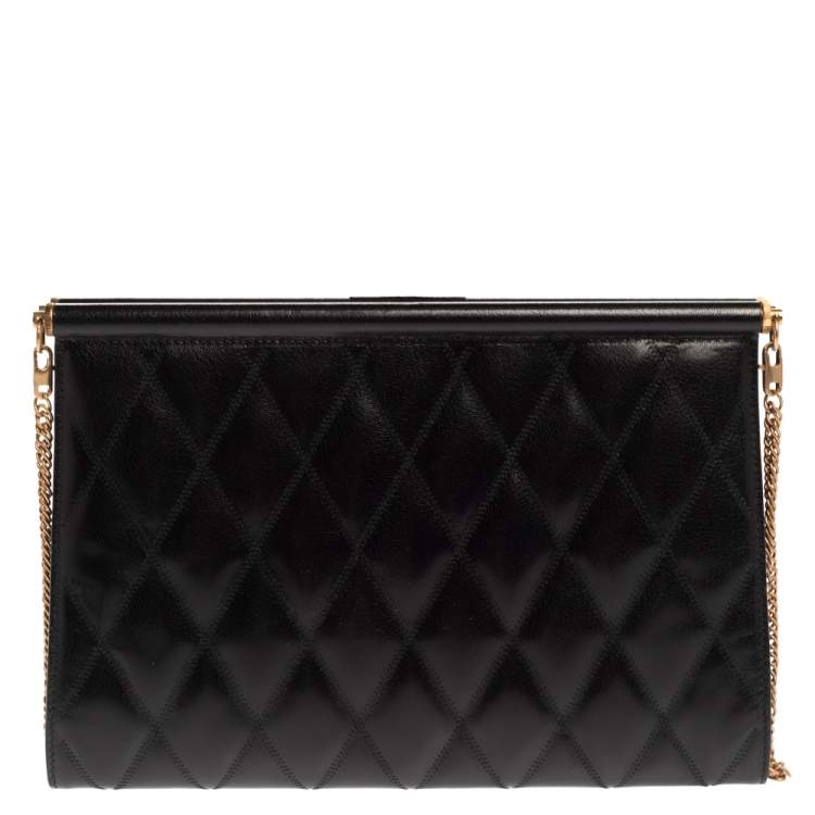 Pre Owned Givenchy Black Quilted Leather Medium Gem Shoulder Bag