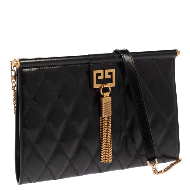 Pre Owned Givenchy Black Quilted Leather Medium Gem Shoulder Bag