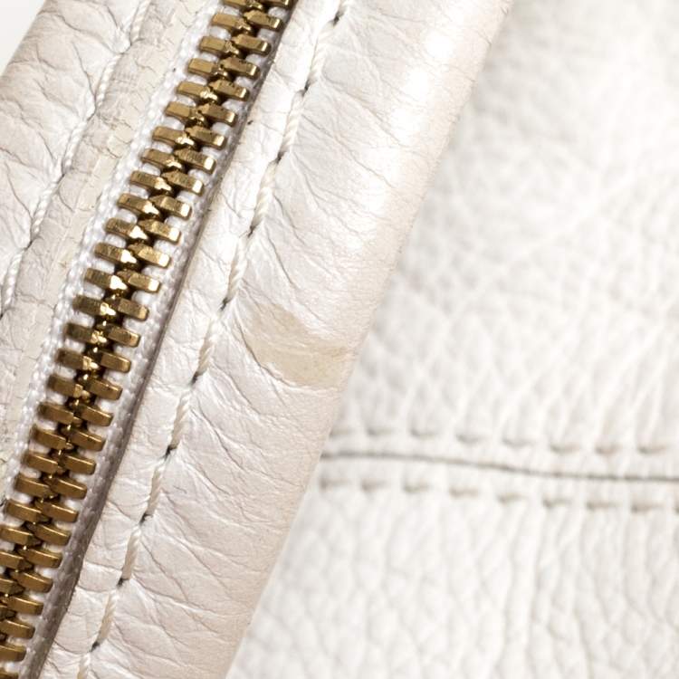 Pre Owned Givenchy Off White Leather Multiple Zip Pocket Hobo