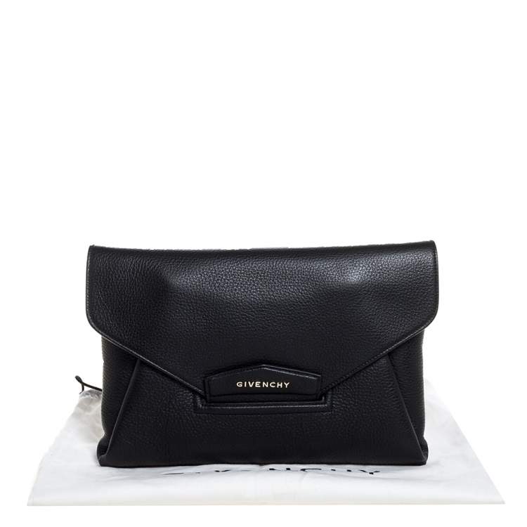 Pre Owned Givenchy Nero Leather Antigona Envelope Clutch