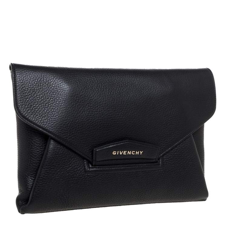 Pre Owned Givenchy Nero Leather Antigona Envelope Clutch