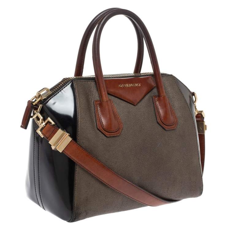 Pre Owned Givenchy Tri Color Textured Leather and Rubber Small Antigona Satchel