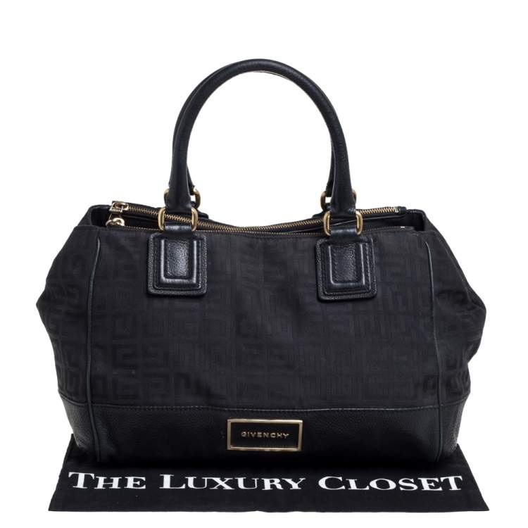 مملوكة مسبقًا Givenchy Black Signature Canvas and Leather Double Zip Tote