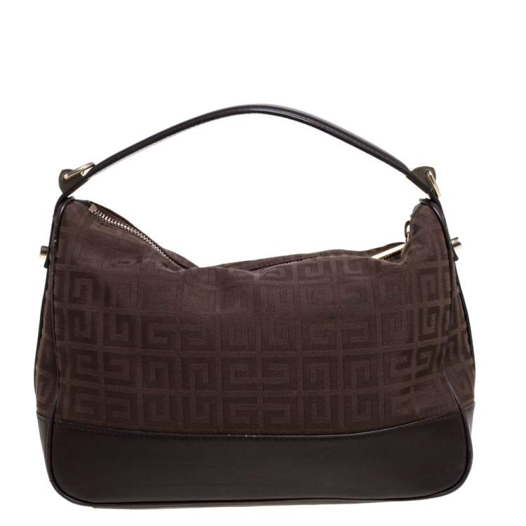 Pre Owned Givenchy Brown Signature Canvas and Leather Hobo