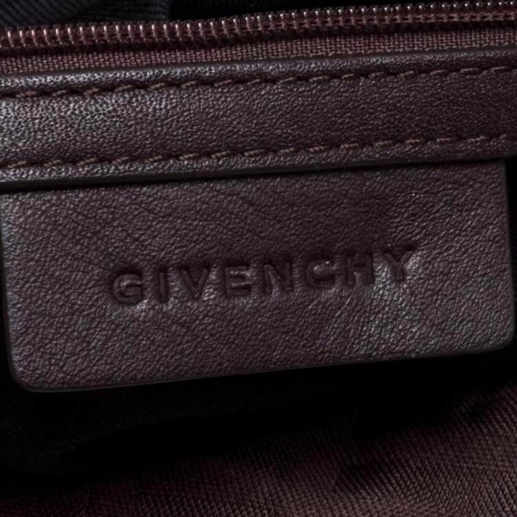 Pre Owned Givenchy Brown Signature Canvas and Leather Hobo