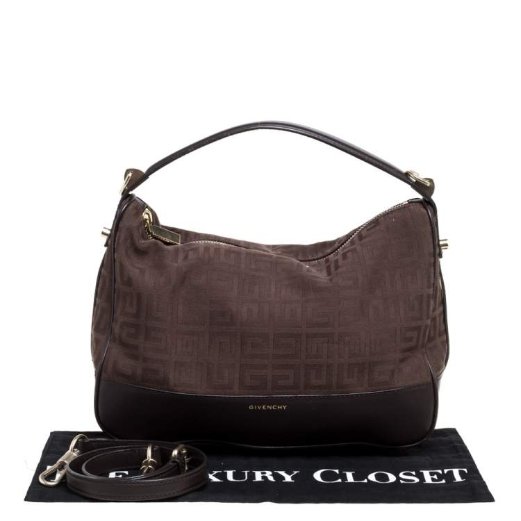 Pre Owned Givenchy Brown Signature Canvas and Leather Hobo