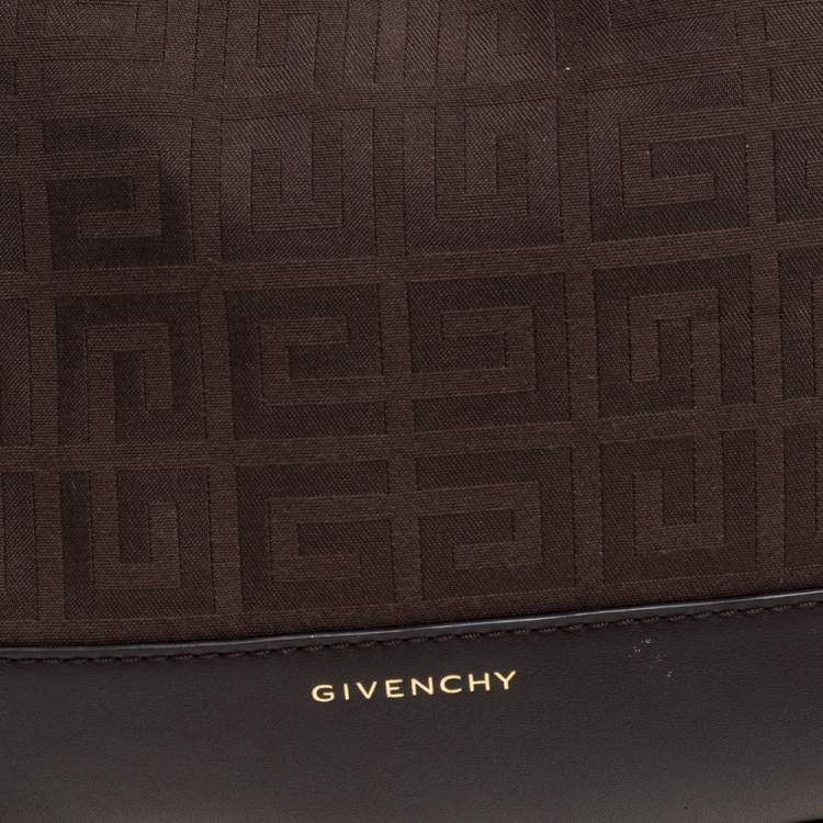 Pre Owned Givenchy Brown Signature Canvas and Leather Hobo
