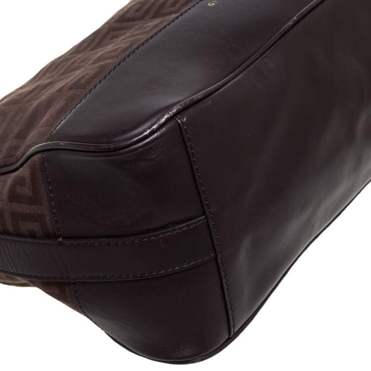 Pre Owned Givenchy Brown Signature Canvas and Leather Hobo