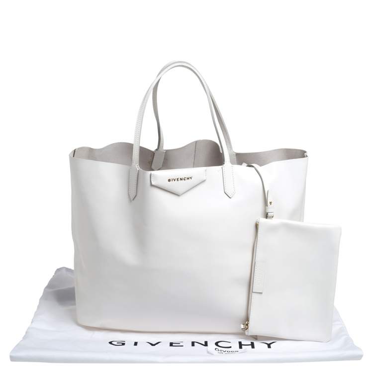 Pre Owned Givenchy White Leather Large Antigona Shopping Tote