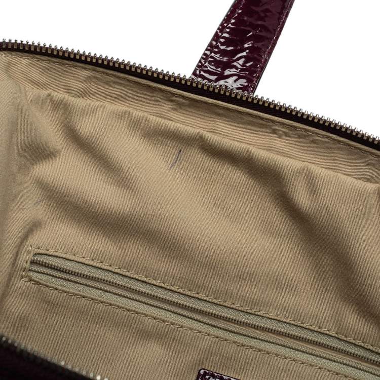 Pre Owned Givenchy Purple Patent Leather Small Nightingale Top Handle Bag