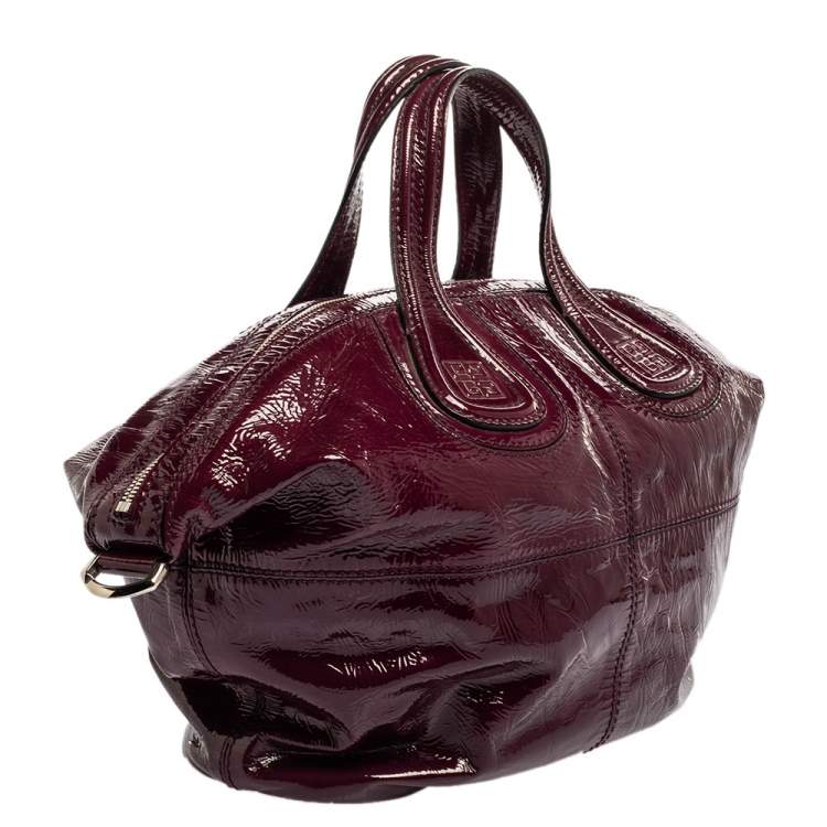 Pre Owned Givenchy Purple Patent Leather Small Nightingale Top Handle Bag