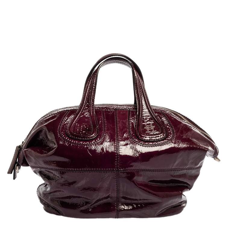 Pre Owned Givenchy Purple Patent Leather Small Nightingale Top Handle Bag