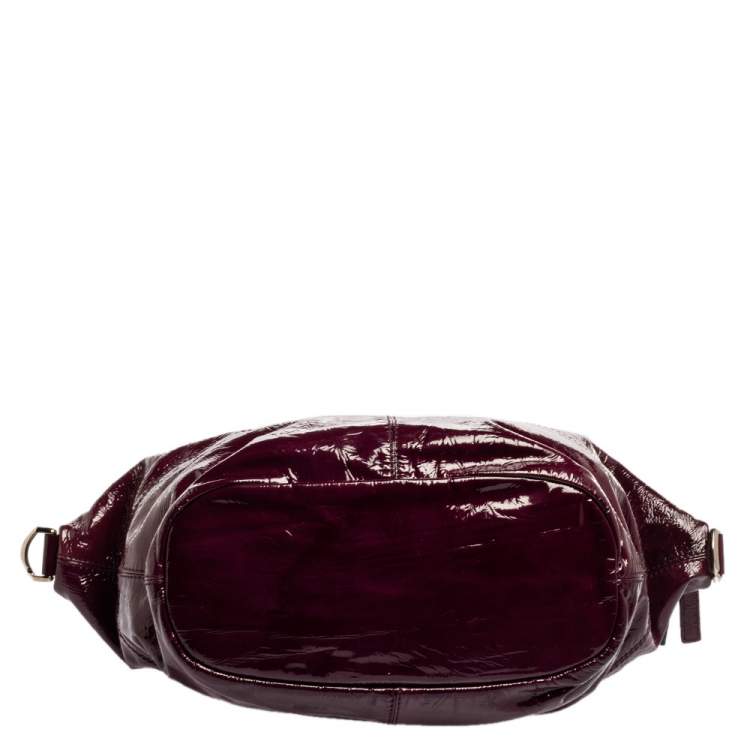 Pre Owned Givenchy Purple Patent Leather Small Nightingale Top Handle Bag