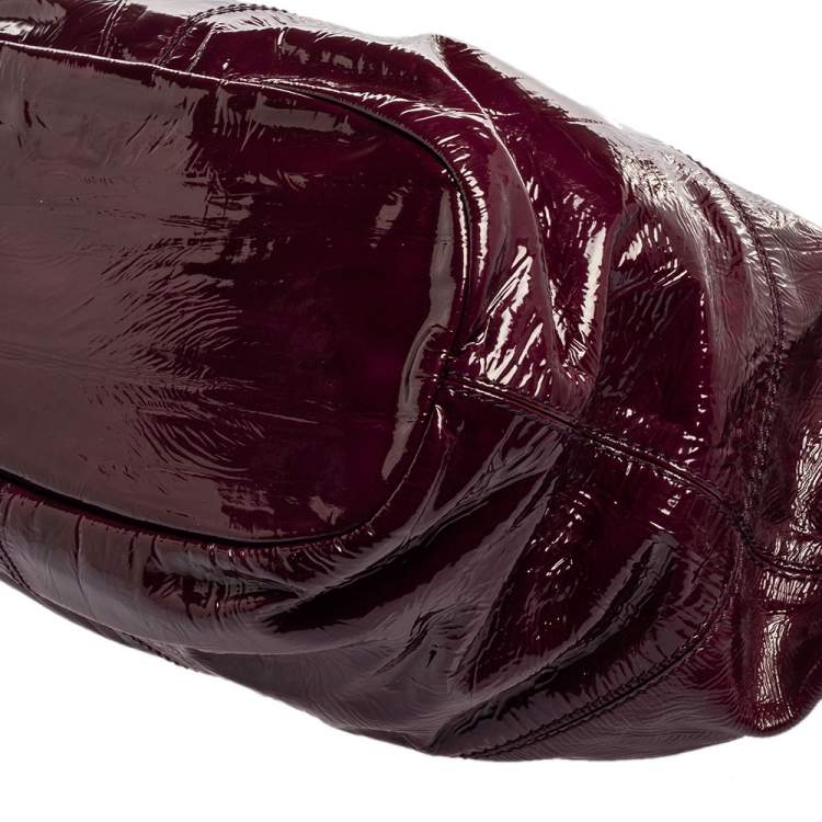 Pre Owned Givenchy Purple Patent Leather Small Nightingale Top Handle Bag