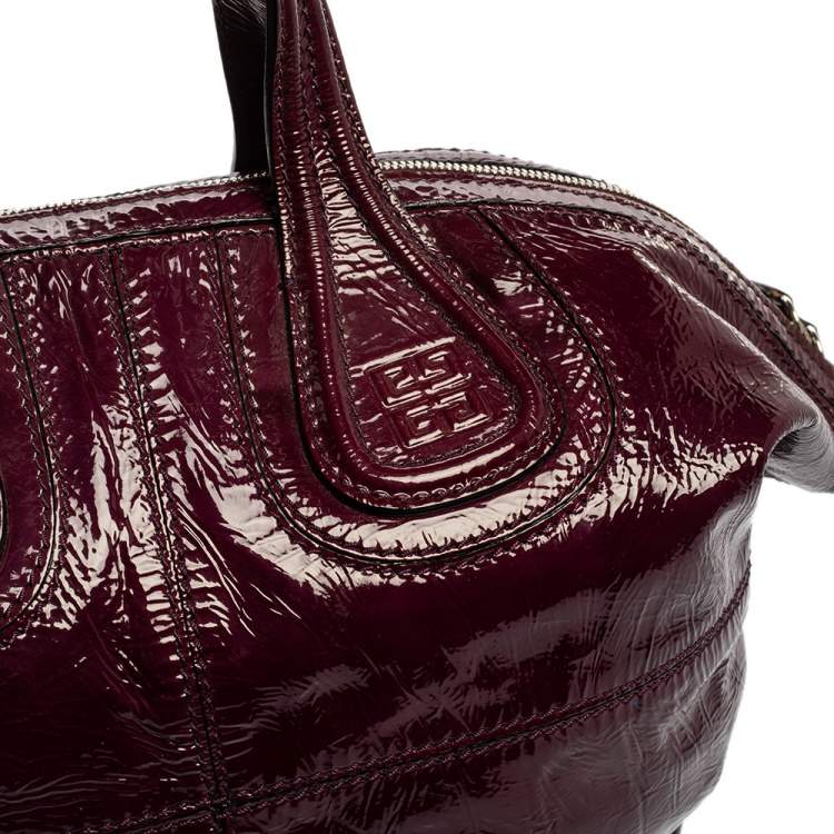 Pre Owned Givenchy Purple Patent Leather Small Nightingale Top Handle Bag