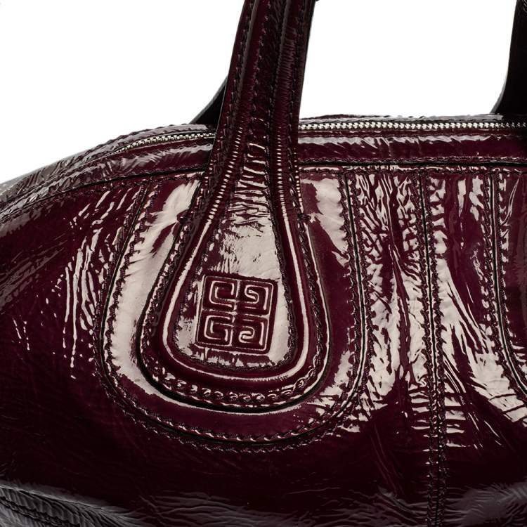 Pre Owned Givenchy Purple Patent Leather Small Nightingale Top Handle Bag