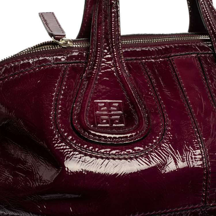 Pre Owned Givenchy Purple Patent Leather Small Nightingale Top Handle Bag