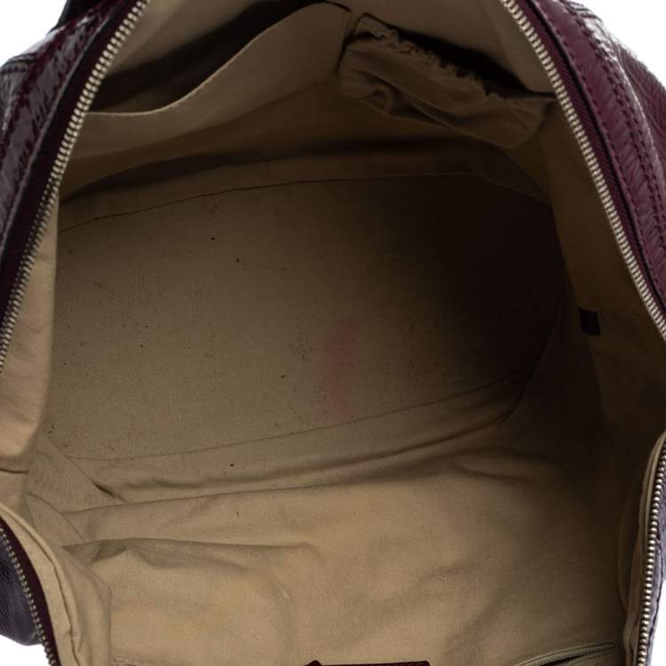 Pre Owned Givenchy Purple Patent Leather Small Nightingale Top Handle Bag