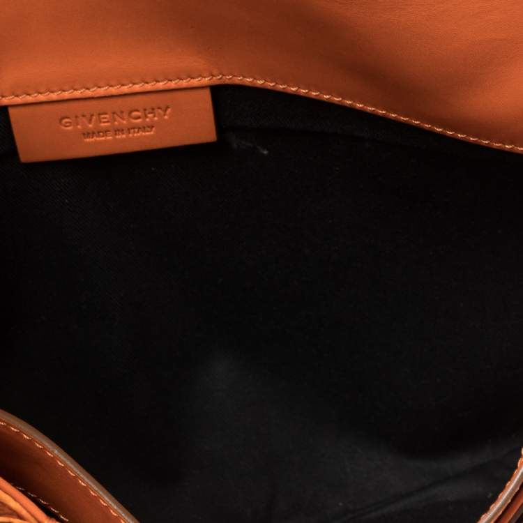 Pre Owned Givenchy Orange Croc Embossed Leather Antigona Envelope Clutch