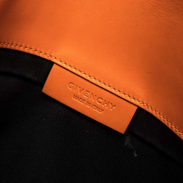 Pre Owned Givenchy Orange Croc Embossed Leather Antigona Envelope Clutch