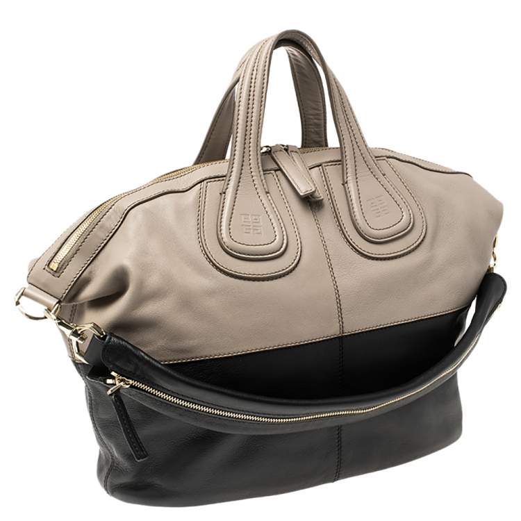 Pre Owned Givenchy Beige/Black Leather Medium Nightingale Satchel