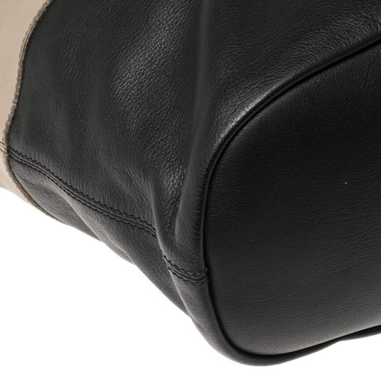 Pre Owned Givenchy Beige/Black Leather Medium Nightingale Satchel