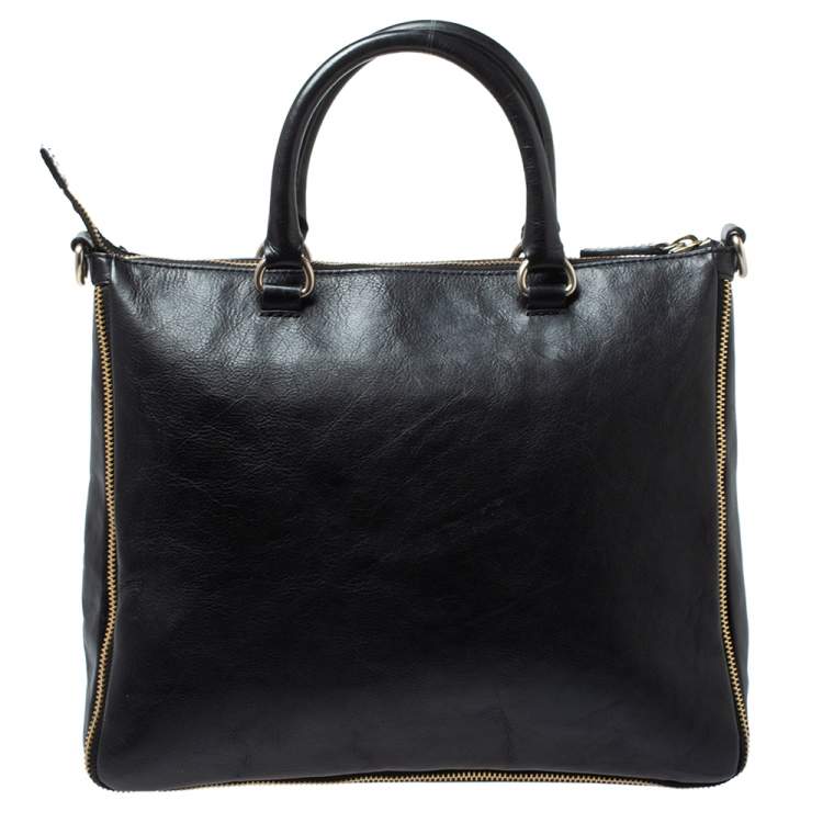 Pre Owned Givenchy Black Leather Zipped Detail Tote
