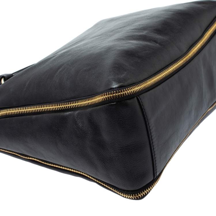 Pre Owned Givenchy Black Leather Zipped Detail Tote