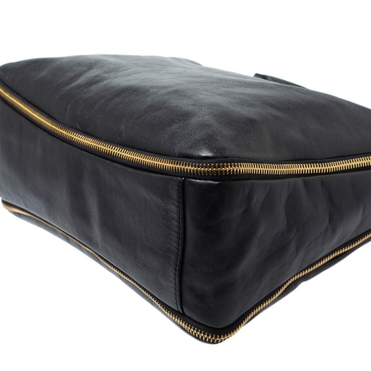 Pre Owned Givenchy Black Leather Zipped Detail Tote