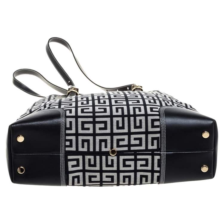 Pre Owned Givenchy Grey Monogram Canvas and Leather  Tote 