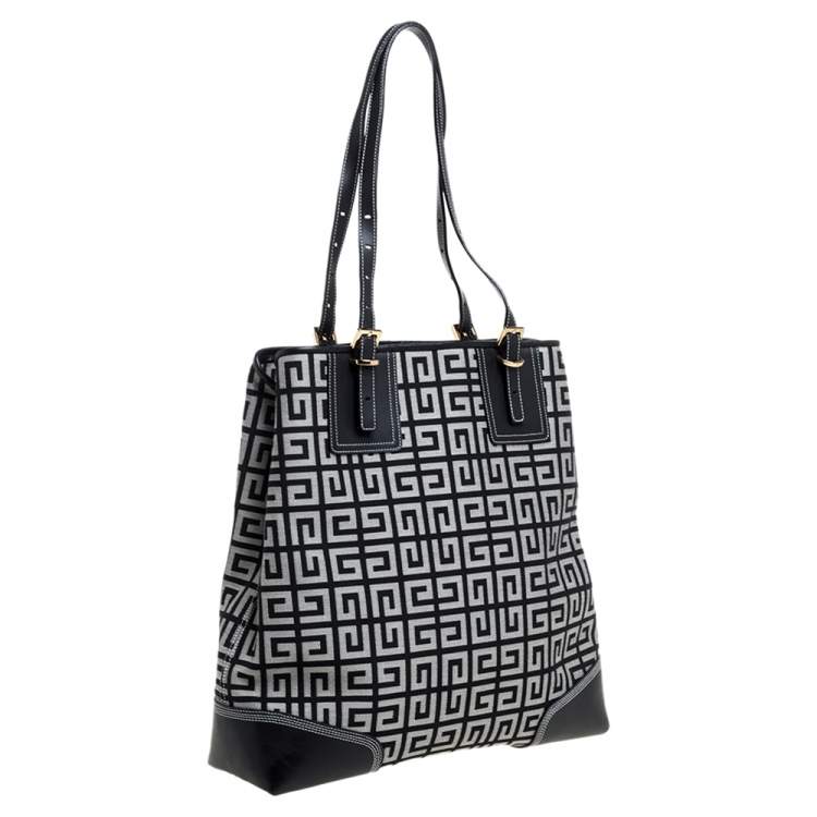 Pre Owned Givenchy Grey Monogram Canvas and Leather  Tote 
