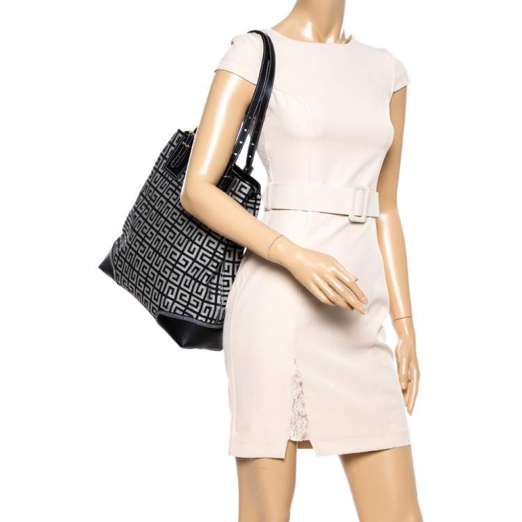 Pre Owned Givenchy Grey Monogram Canvas and Leather  Tote 