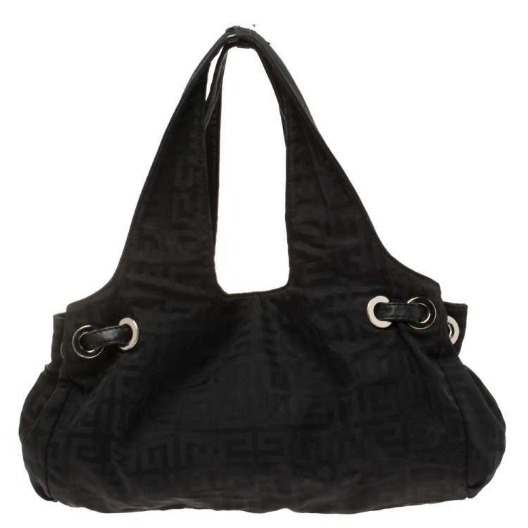 Pre Owned Givenchy Black Signature Nylon Double Zip Shoulder Bag