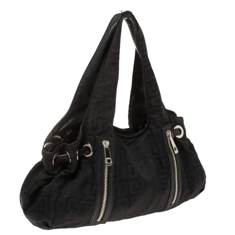 Pre Owned Givenchy Black Signature Nylon Double Zip Shoulder Bag