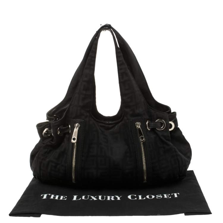 Pre Owned Givenchy Black Signature Nylon Double Zip Shoulder Bag
