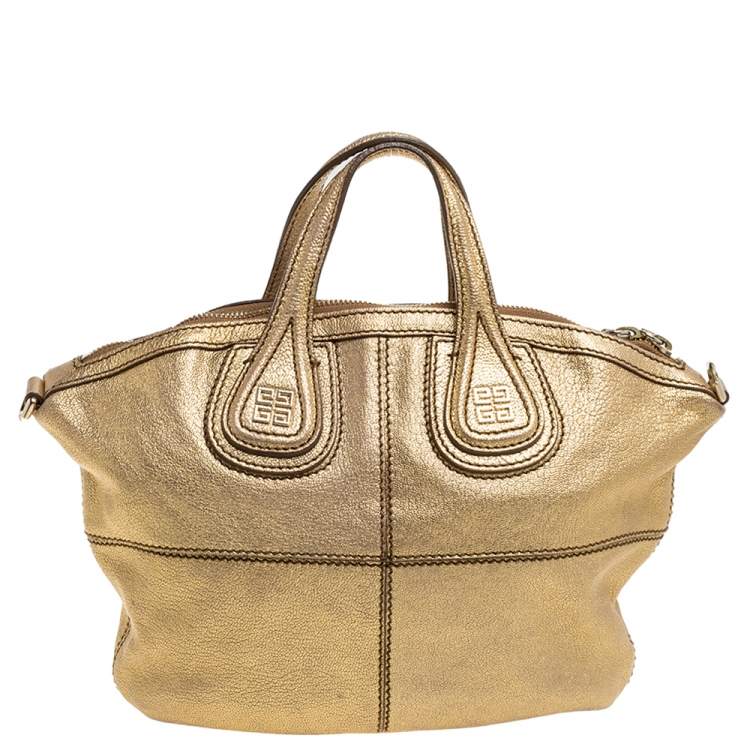 Pre Owned Givenchy Metallic Gold Leather Mini Nightingale Bag